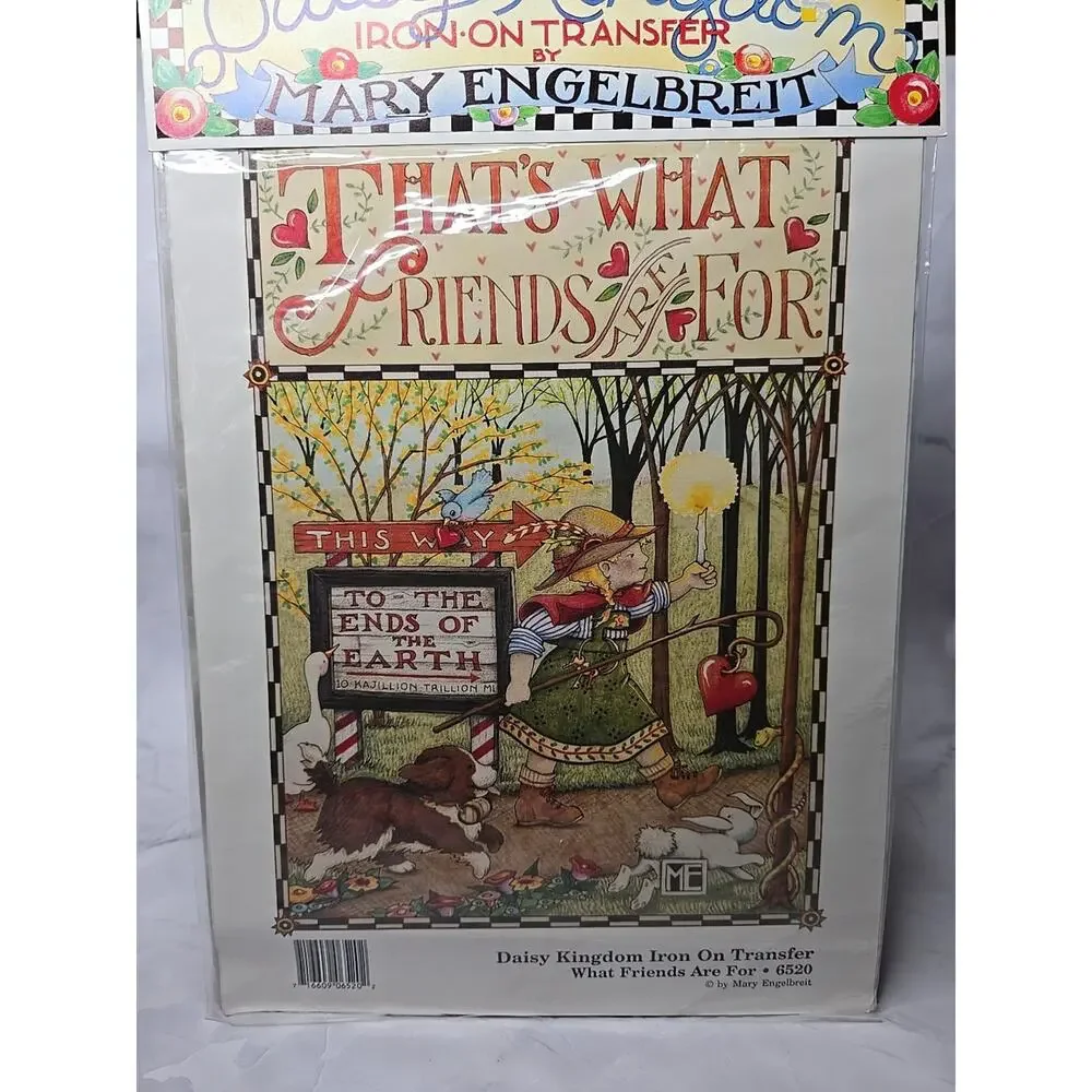 Daisy Kingdom Mary Engelbreit Iron On Transfer What Friends are For Girl Dog